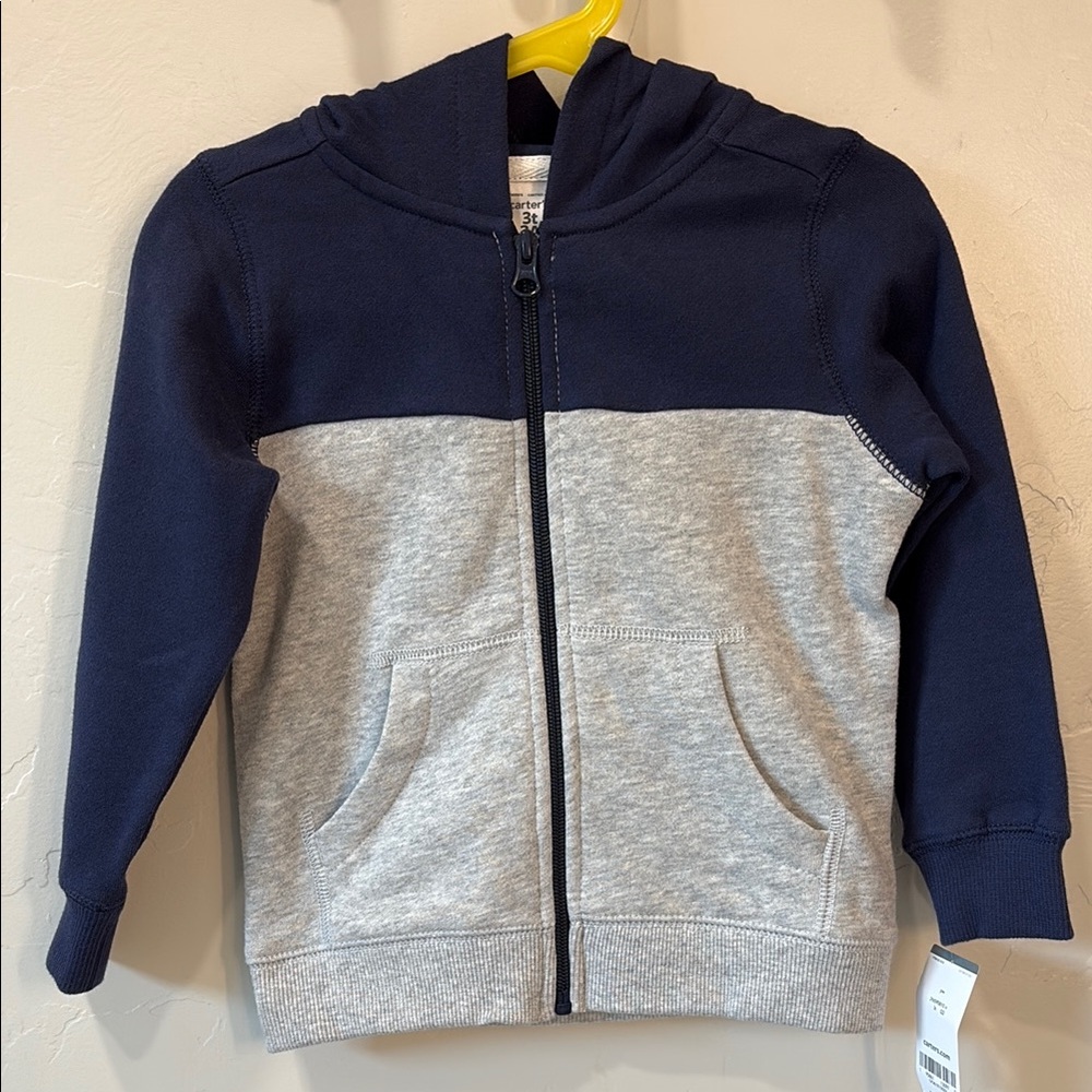 NWT Carter's Blue and Gray Zip-Up Hoodie Sweatshirt